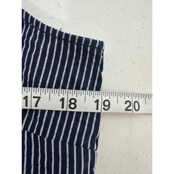 Anthropologie Maeve Size 10 Jumpsuit Wide Leg Blue Collared Striped Modern Chic - Picture 12 of 15